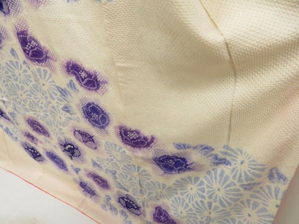 Photo4: 5531T13z1330 Vintage Japanese Kimono Silk SHIBORI FURISODE Flowers (4)