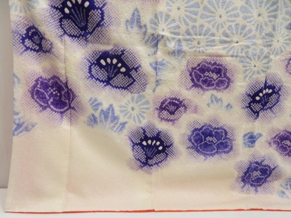 Photo6: 5531T13z1330 Vintage Japanese Kimono Silk SHIBORI FURISODE Flowers (6)
