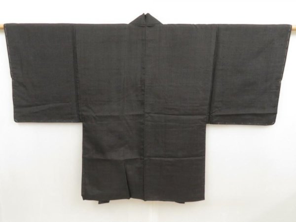 Photo4: 5604T02z370 Vintage Japanese Kimono Silk Men's HAORI Mt.Fuji Dark gray (4)