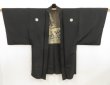 Photo5: 5604T04z500 Vintage Japanese Kimono Silk Men's HAORI Edo era Black (5)