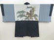 Photo1: 5604T05z500 Vintage Japanese Kimono Silk Men's OSHIMA HAORI Hawk Navy-Gray (1)