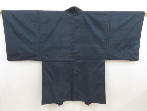 Photo4: 5604T05z500 Vintage Japanese Kimono Silk Men's OSHIMA HAORI Hawk Navy-Gray (4)