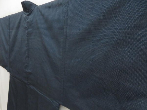 Photo5: 5604T05z500 Vintage Japanese Kimono Silk Men's OSHIMA HAORI Hawk Navy-Gray (5)