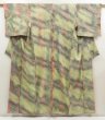 Photo1: 5604T06z790 Vintage Japanese Kimono Silk SHIBORI KOMON  Pea Green (1)