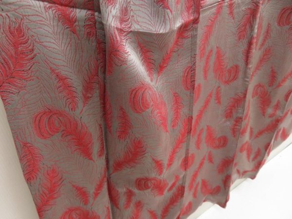 Photo3: 5604T07z850 Vintage Japanese Kimono Silk KOMON  Feather Gray (3)