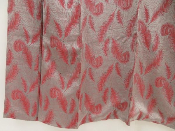 Photo4: 5604T07z850 Vintage Japanese Kimono Silk KOMON  Feather Gray (4)