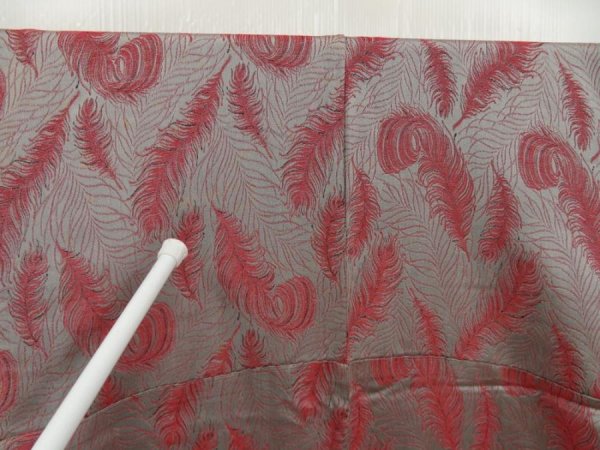 Photo7: 5604T07z850 Vintage Japanese Kimono Silk KOMON  Feather Gray (7)