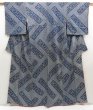 Photo1: 5604T08z930 Vintage Japanese Kimono Silk SHIBORI KOMON  Navy (1)