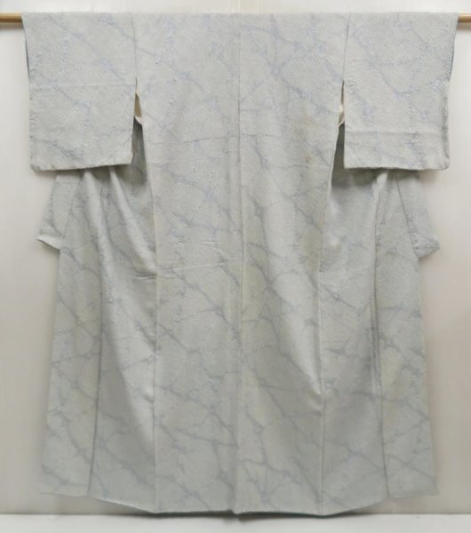 Photo1: 5604T10z910 Vintage Japanese Kimono Silk SHIBORI KOMON  Dull light blue (1)