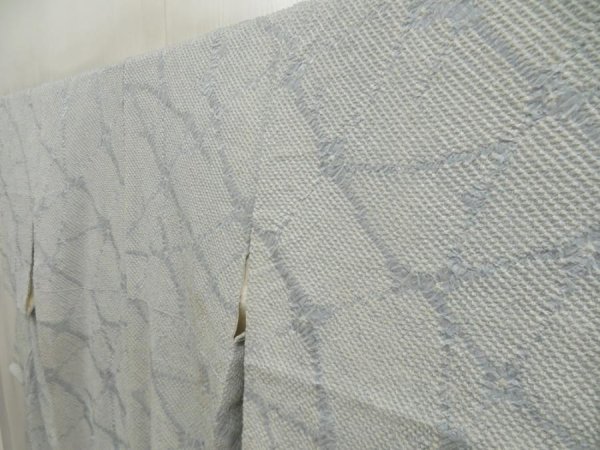 Photo2: 5604T10z910 Vintage Japanese Kimono Silk SHIBORI KOMON  Dull light blue (2)