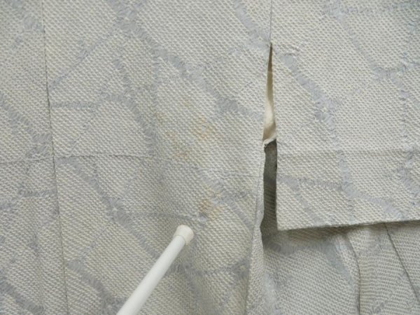 Photo7: 5604T10z910 Vintage Japanese Kimono Silk SHIBORI KOMON  Dull light blue (7)