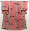 Photo1: 5604T11z980 Vintage Japanese Kimono Silk OMESHI KOMON Flower Coral pink (1)