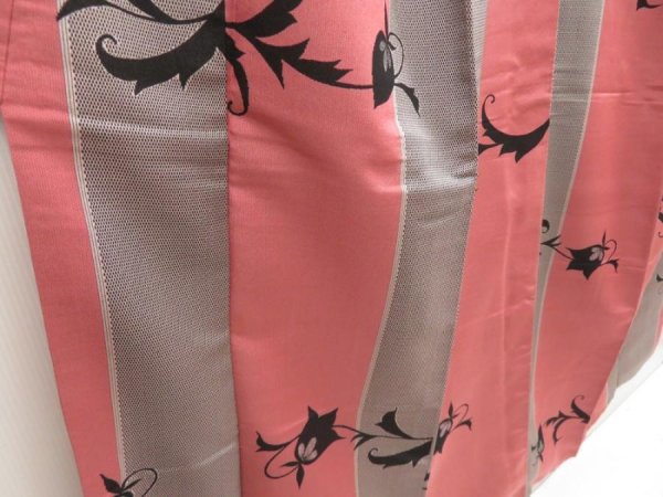Photo3: 5604T11z980 Vintage Japanese Kimono Silk OMESHI KOMON Flower Coral pink (3)