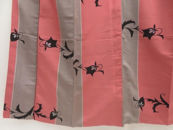 Photo4: 5604T11z980 Vintage Japanese Kimono Silk OMESHI KOMON Flower Coral pink (4)
