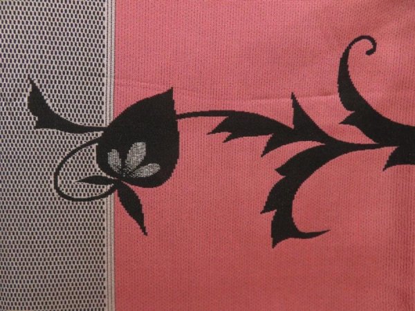 Photo6: 5604T11z980 Vintage Japanese Kimono Silk OMESHI KOMON Flower Coral pink (6)