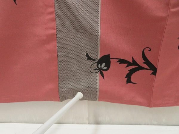 Photo8: 5604T11z980 Vintage Japanese Kimono Silk OMESHI KOMON Flower Coral pink (8)