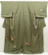 Photo1: 5604T12z1000  Japanese Kimono Silk TSUKESAGE Noh Olive drab (1)