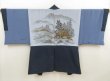 Photo1: 5605T01z560 Vintage Japanese Kimono Blend silk Men's HAORI Scenery Navy-Gray (1)