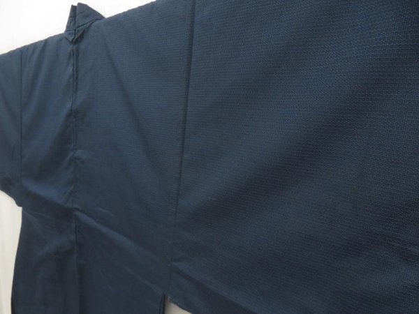 Photo6: 5605T01z560 Vintage Japanese Kimono Blend silk Men's HAORI Scenery Navy-Gray (6)