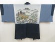Photo1: 5605T02z600 Vintage Japanese Kimono Blend silk Men's HAORI Scenery (1)