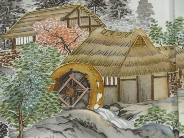 Photo4: 5605T02z600 Vintage Japanese Kimono Blend silk Men's HAORI Scenery (4)