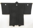 Photo1: 5605T04z620 Vintage Japanese Kimono Silk Men's HAORI Plain Black (1)
