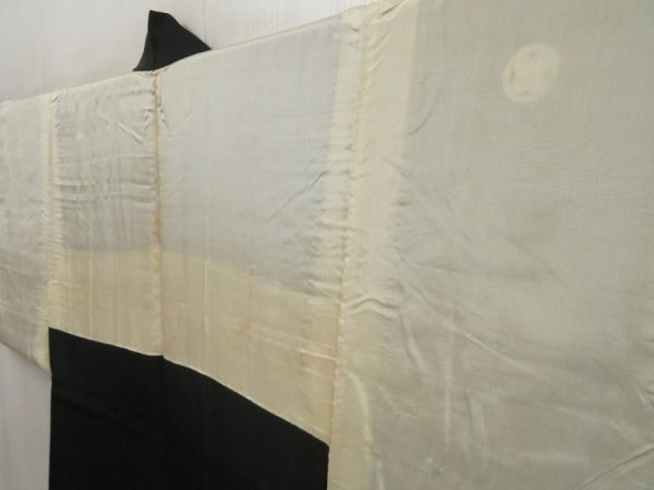 Photo6: 5605T04z620 Vintage Japanese Kimono Silk Men's HAORI Plain Black (6)