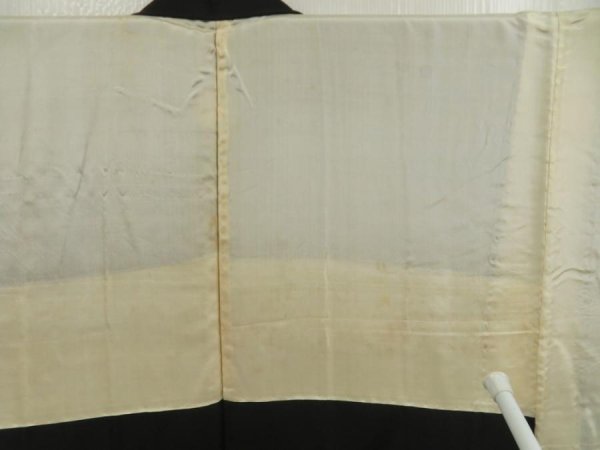 Photo7: 5605T04z620 Vintage Japanese Kimono Silk Men's HAORI Plain Black (7)
