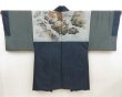 Photo1: 5605T05z520 Vintage Japanese Kimono Silk Men's OSHIMA HAORI Hawk (1)