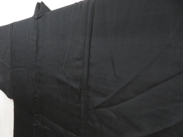 Photo3: 5605T07z370 Vintage Japanese Kimono Silk Men's HAORI Chrysanthemum Black (3)