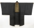 Photo4: 5605T07z370 Vintage Japanese Kimono Silk Men's HAORI Chrysanthemum Black (4)