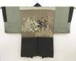 Photo1: 5605T09z480 Vintage Japanese Kimono Silk Men's HAORI Bird Black (1)