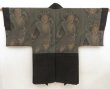 Photo1: 5605T11z590 Vintage Japanese Kimono Silk Men's HAORI Nio Lamp black (1)
