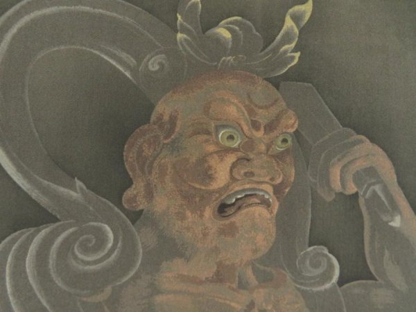 Photo4: 5605T11z590 Vintage Japanese Kimono Silk Men's HAORI Nio Lamp black (4)