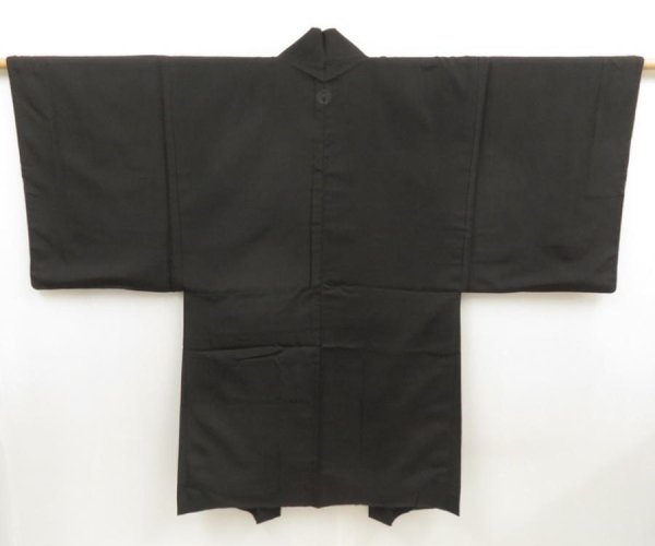 Photo5: 5605T11z590 Vintage Japanese Kimono Silk Men's HAORI Nio Lamp black (5)