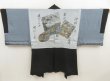 Photo1: 5605T12z690 Vintage Japanese Kimono Silk Men's HAORI  Black (1)