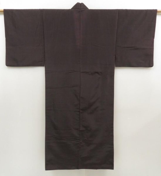 Photo1: 5605T13z780 Vintage Japanese Kimono Silk Men's   Dark brown (1)