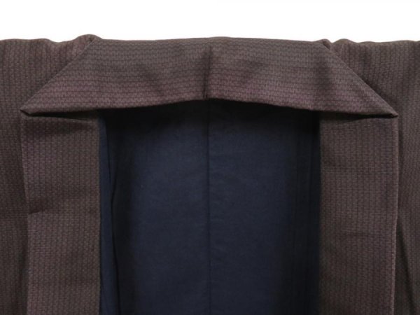 Photo6: 5605T13z780 Vintage Japanese Kimono Silk Men's   Dark brown (6)