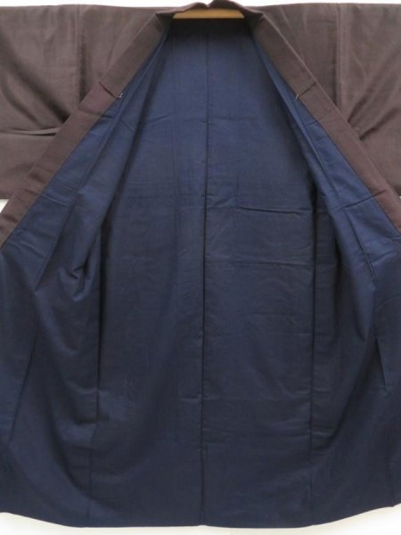 Photo8: 5605T13z780 Vintage Japanese Kimono Silk Men's   Dark brown (8)