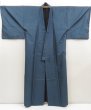 Photo1: 5605T14z890 Vintage Japanese Kimono Silk Men's OSHIMA  Blue-Gray (1)