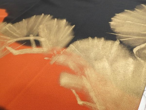 Photo2: 2P01z250  Japanese Kimono Silk  FABRIC Pine Black 65.0x28.7 (2)