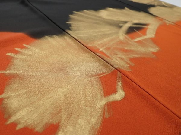 Photo3: 2P01z250  Japanese Kimono Silk  FABRIC Pine Black 65.0x28.7 (3)