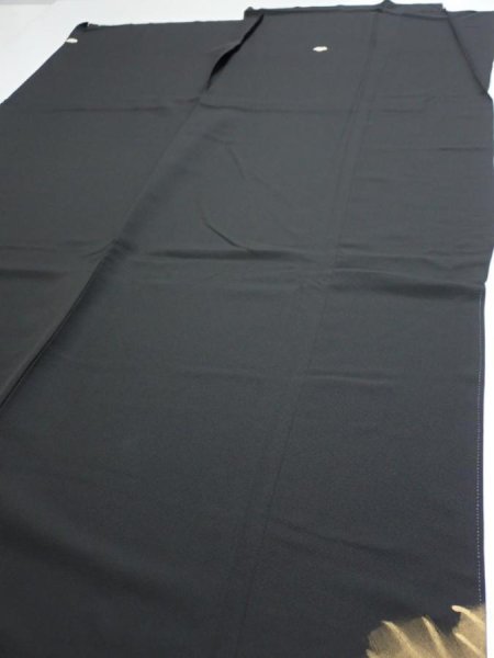 Photo5: 2P01z250  Japanese Kimono Silk  FABRIC Pine Black 65.0x28.7 (5)