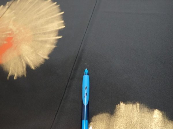 Photo8: 2P02z260  Japanese Kimono Silk  FABRIC Pine Black 65.4x29.1 (8)