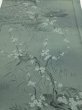 Photo1: 2P01z60  Japanese Kimono Crepe Silk  FABRIC Plum tree Green-Gray 41.7x14.6 (1)