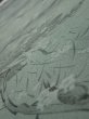 Photo4: 2P04z90  Japanese Kimono Crepe Silk  FABRIC Plum tree Green-Gray 63.8x14.8 (4)