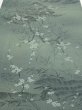 Photo1: 2P05z90  Japanese Kimono Crepe Silk  FABRIC Plum tree Green-Gray 63.0x14.8 (1)