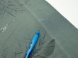 Photo6: 2P06z90  Japanese Kimono Crepe Silk  FABRIC Plum tree Green-Gray 63.0x14.6 (6)