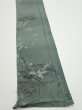 Photo2: 2P08z50  Japanese Kimono Crepe Silk  FABRIC Plum tree Green-Gray 55.9x7.7 (2)