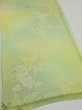 Photo2: 2P01z50  Japanese Kimono Silk  FABRIC Flower Lime green 40.2x14.4 (2)